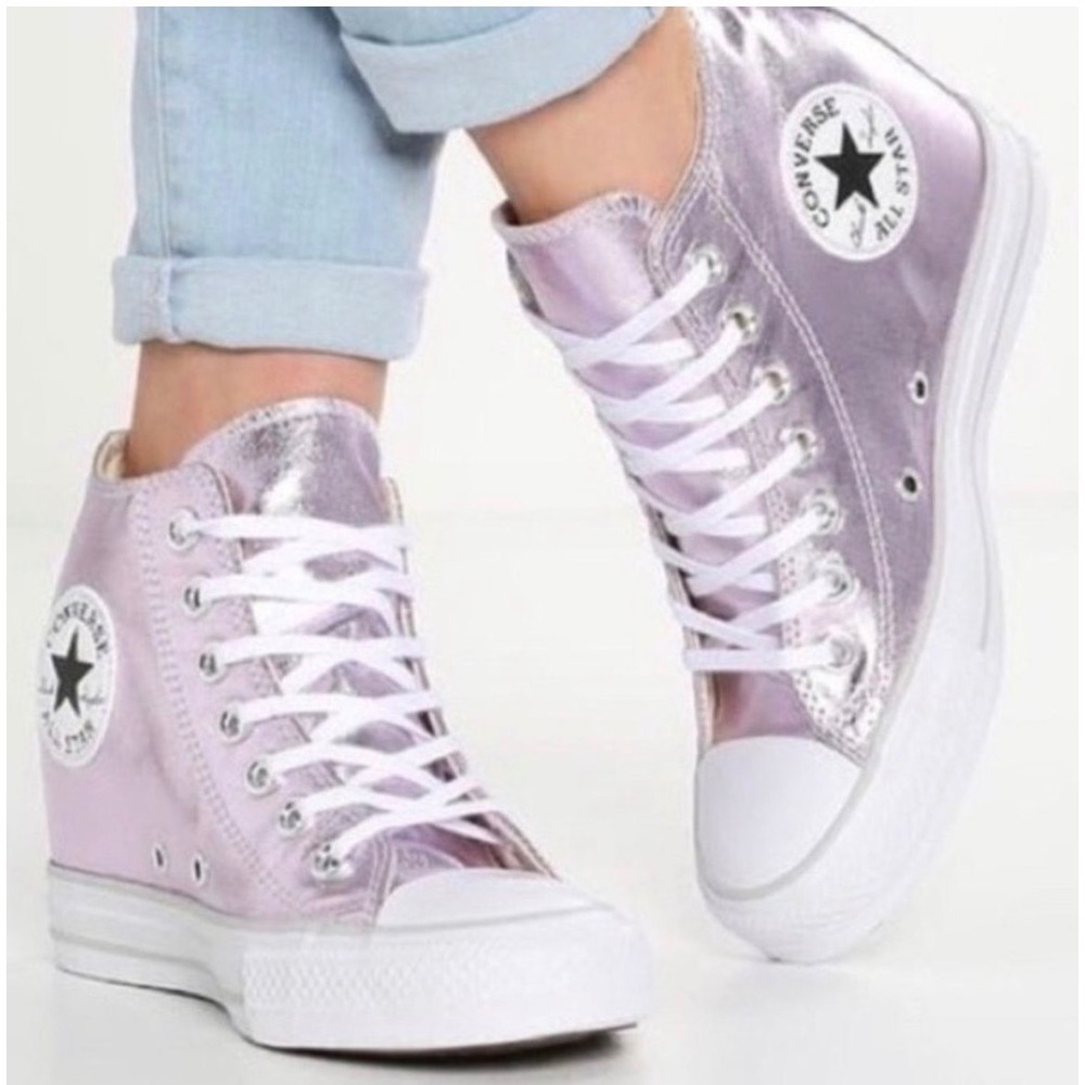 Converse Chuck Taylor All Star Lux‎ Women 8 Pink Metallic Hidden Wedge Sneakers